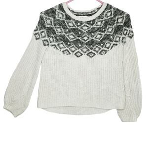 Justice Long Sleeve Jeweled Sweater with Gold Thread Weaved into Knit Sz 8 Girl